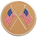 Etched Epoxy Soft Enameled Brass Medallion Insert (Crossed American Flags)